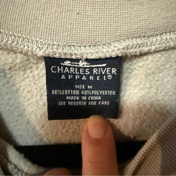 Charles River Unisex Westerly Crewneck Sweatshirt-blue/white/gray block- M - Picture 7 of 8